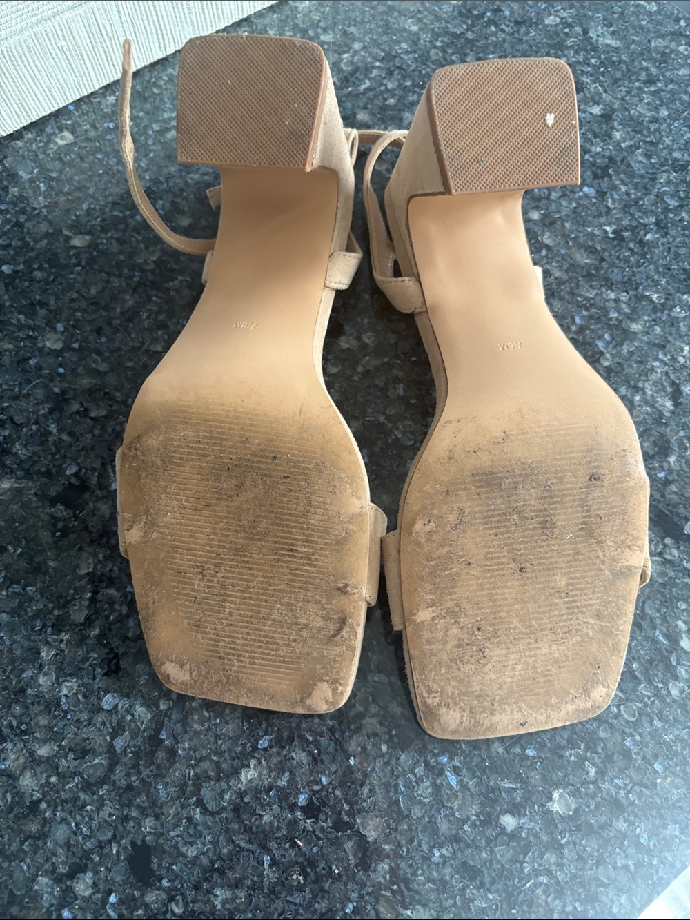 Steve Madden Beige/Tan Block Heel Slingback Sandals - Picture 2 of 3